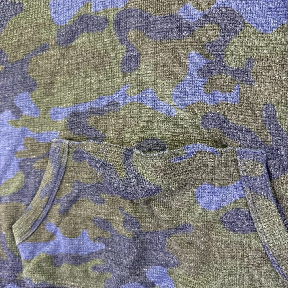 Gap Hoodie Kids XL Blue Camo Knit Pullover Kangaroo Pocket Sweatshirt Top